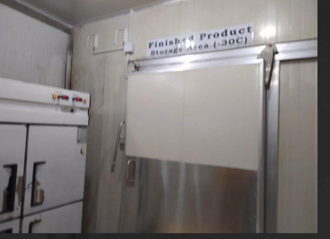 Finished commercial cold storage room, -30C finished product storage area