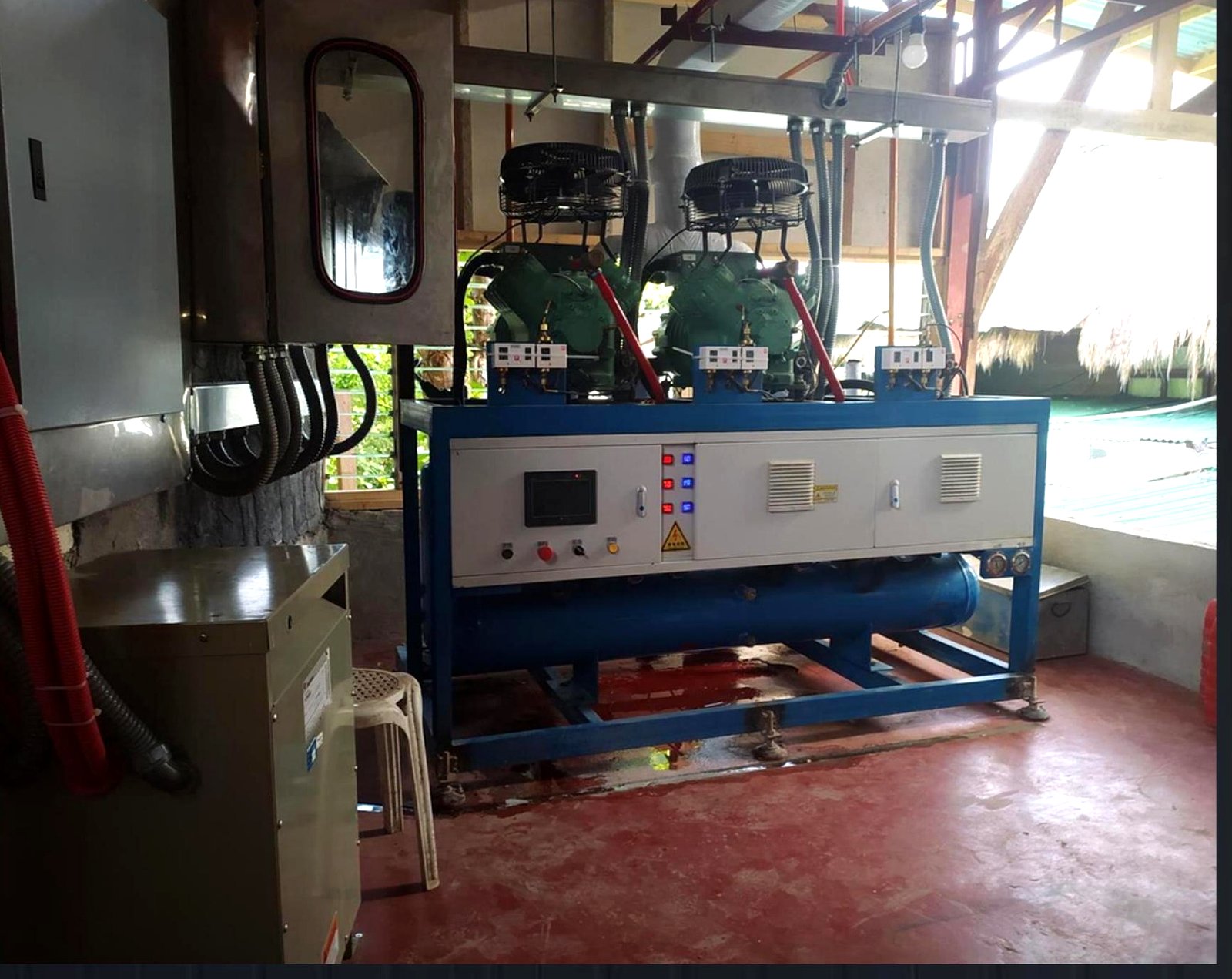 Refrigeration compressor installation at Bohol Bee Farm